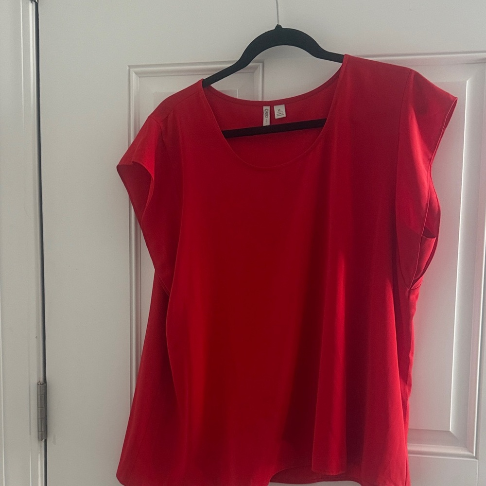 Cato Bright Red Cap Sleeve Blouse